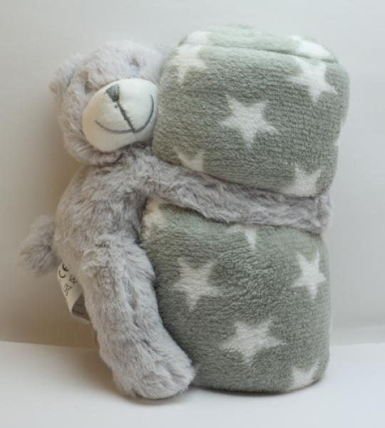 Baby Kuscheldecke mit Bär 75 x 75